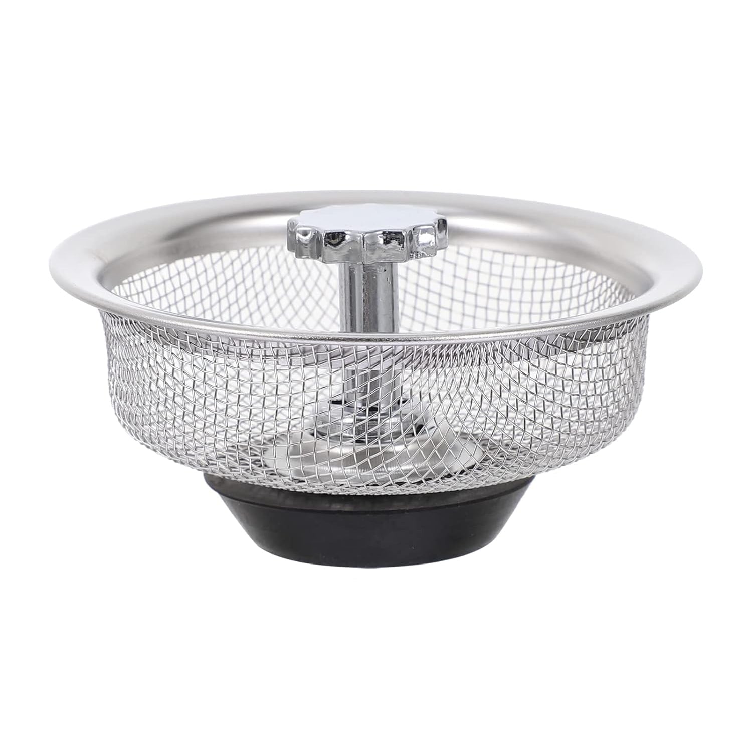 Adjustable rubber stopper mechanism of the stainless steel sink strainer.