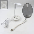 Portable USB Fan and LED light with 3-port USB hub.