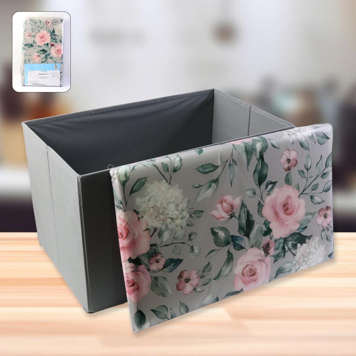 Premium storage organizer box with floral lid designed for home essentials