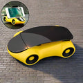 Red sports car phone holder securely mounted on a car dashboard.