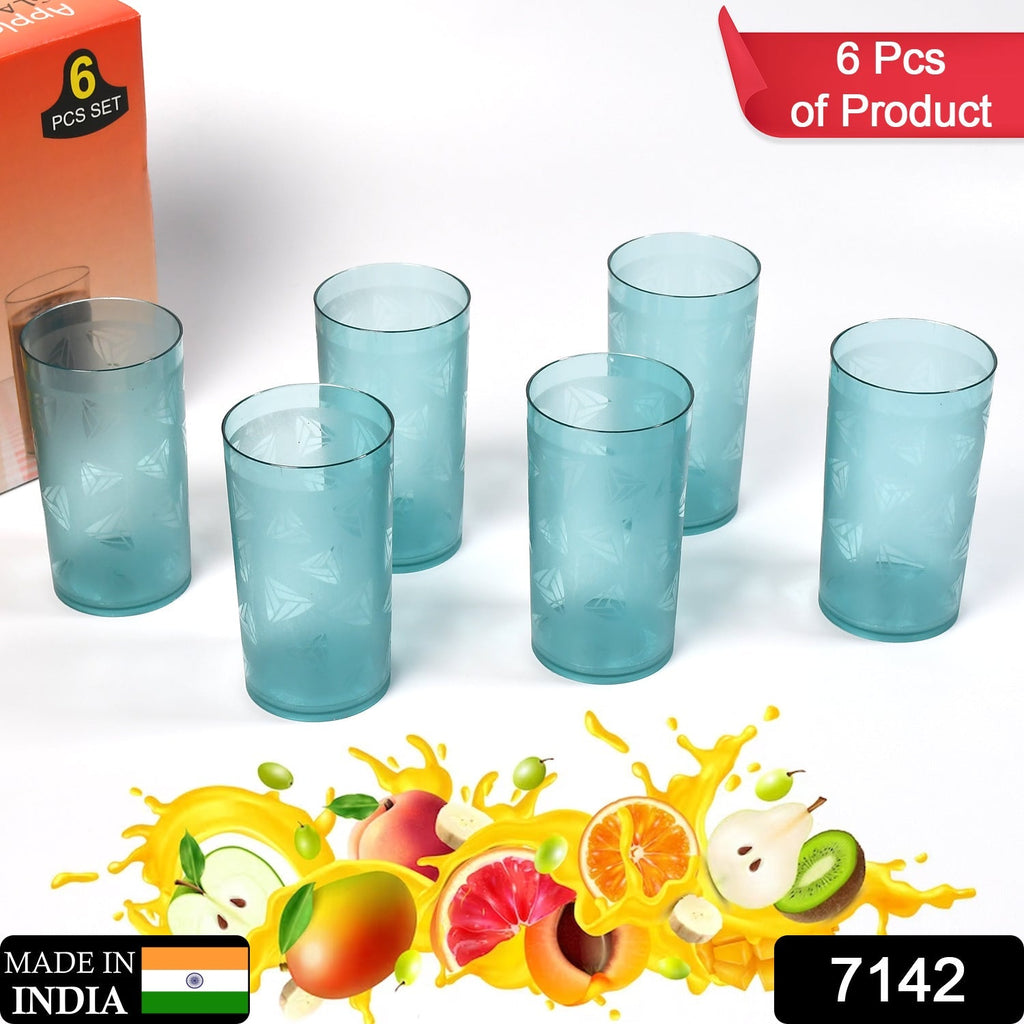 Clear plastic tumblers ideal for serving juice and cold drinks.