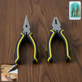 Two-piece pliers set with combination and long nose pliers on a white background.
