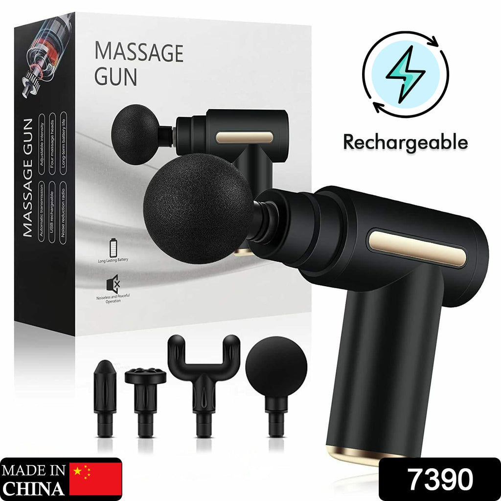Cordless percussion massager targeting deep muscle knots with adjustable speeds.