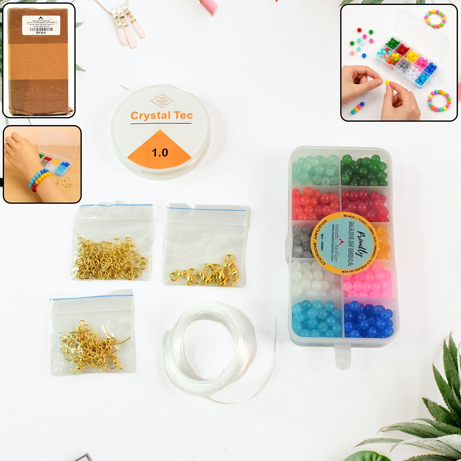 Assorted bead assortment in DIY Jewellery Making Kit for creative bracelet making