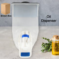 Wall mounted oil dispenser bottle, 1100ml capacity, installed in a modern kitchen.
