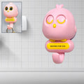 White self-adhesive Cute Bird Wall Hook with blinking eyes on a wall.