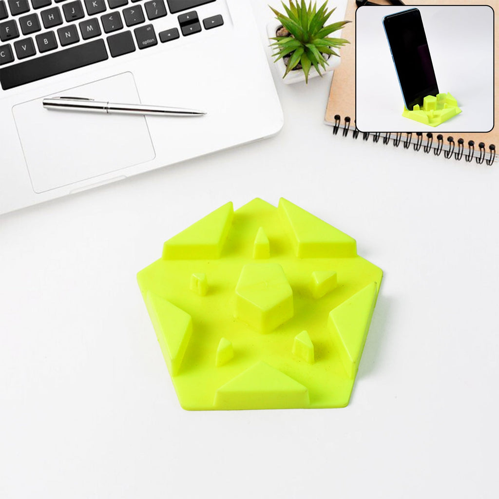 Multi-angle plastic mobile phone stand with geometric base showing front view