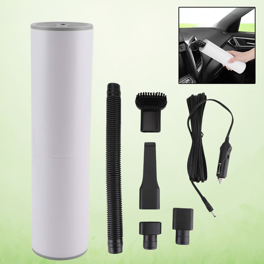 Portable car vacuum cleaner, compact and ready for use.