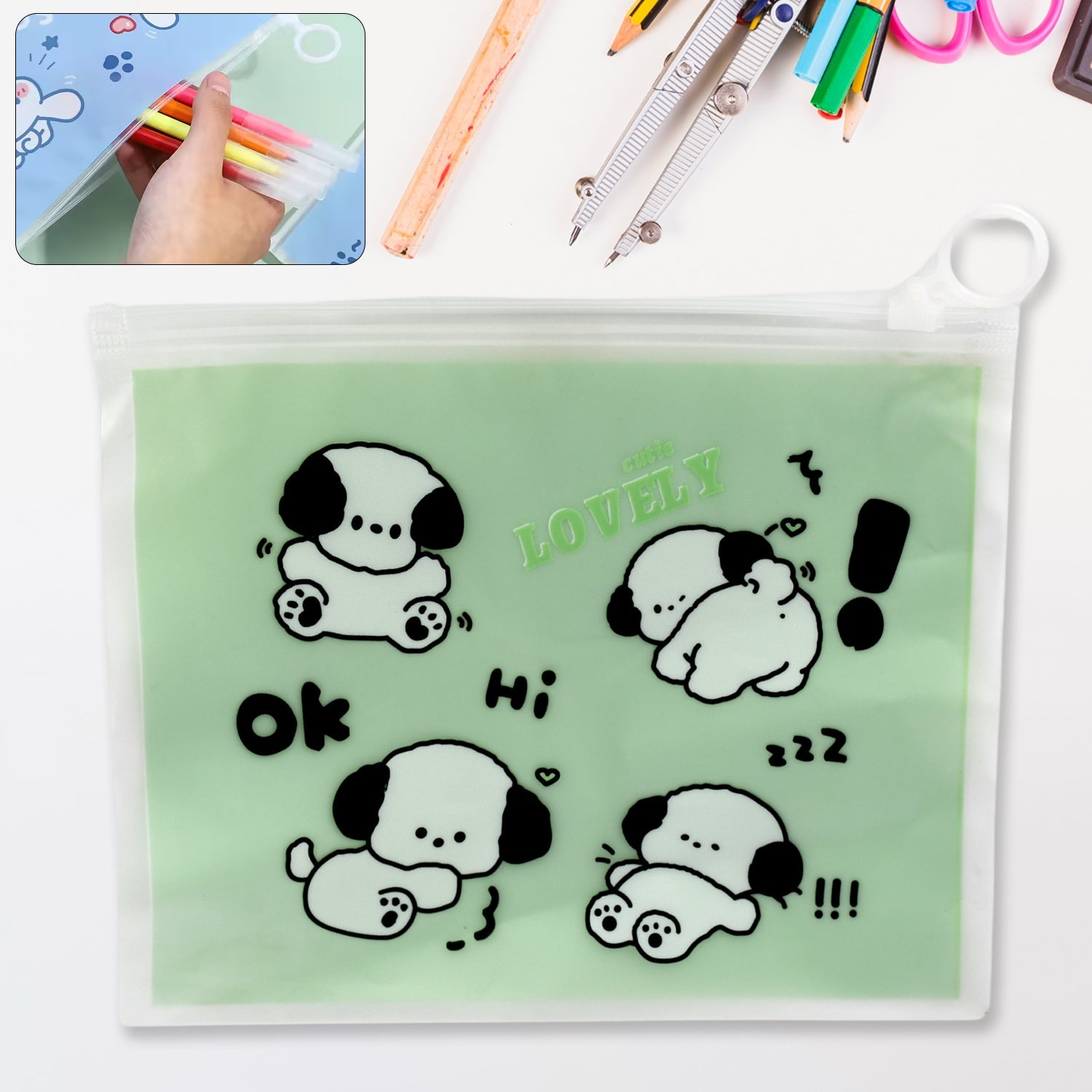 Vibrant, reusable multipurpose zip pouch with various designs for organised essentials.