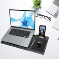 Ergonomic foldable laptop stand with free phone holder for MacBook and tablets.