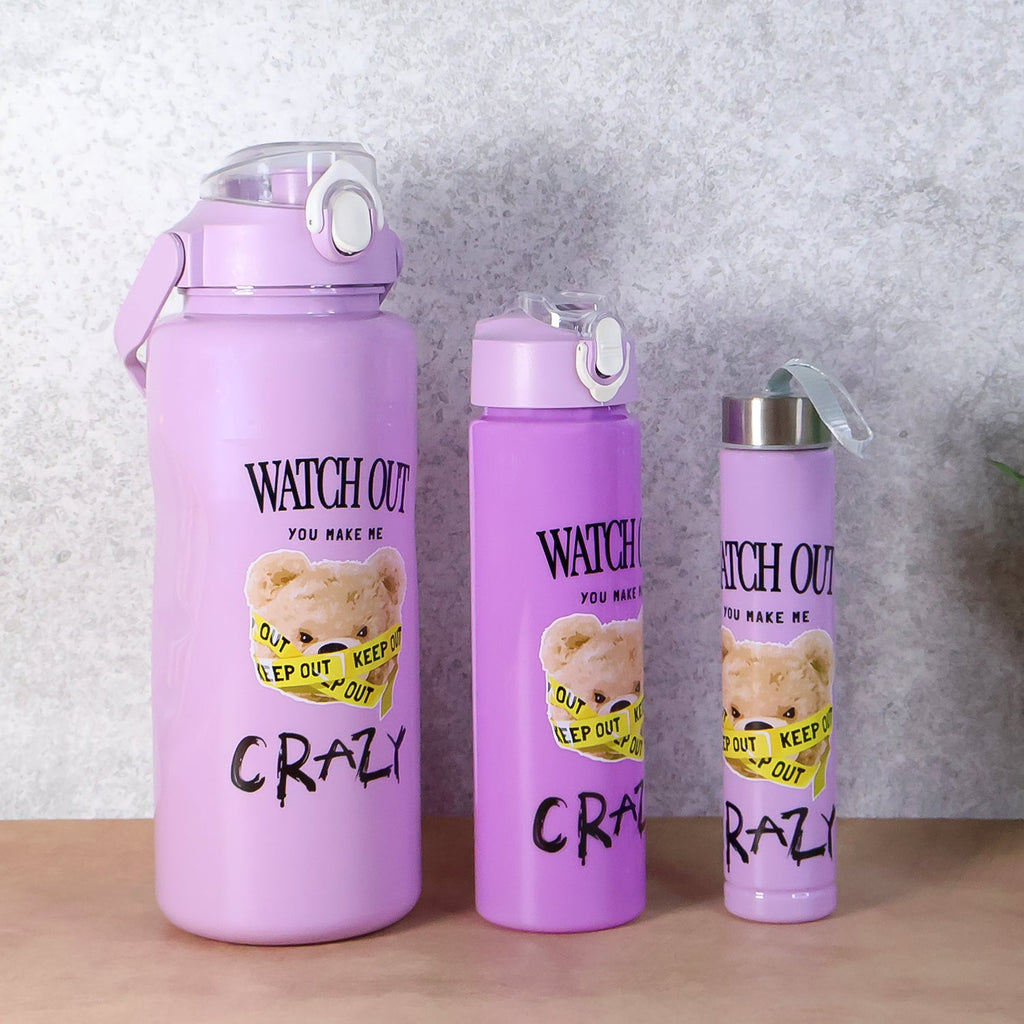 Premium water bottle set with 2000ml, 900ml, and 300ml leak-proof bottles