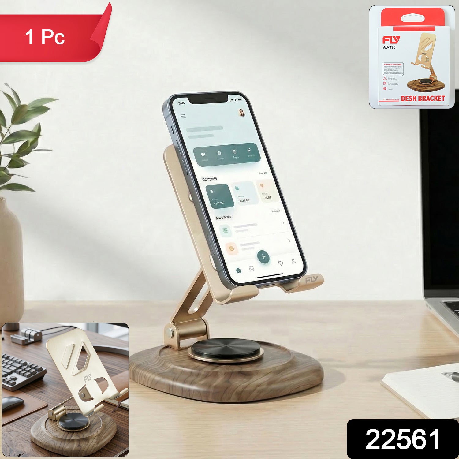 Foldable phone stand suitable for desks and offices