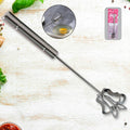 Stainless steel handy churner with blades and easy-press handle for kitchen use