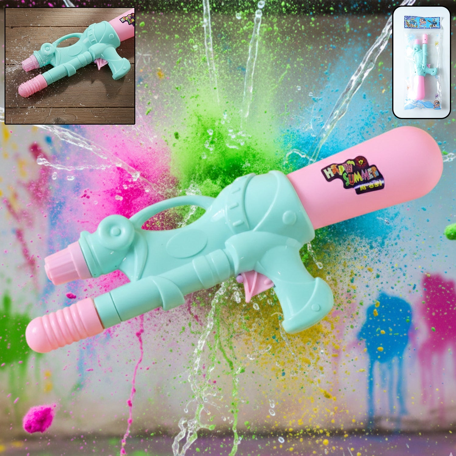 Colorful plastic Holi water gun toy for kids with long barrel