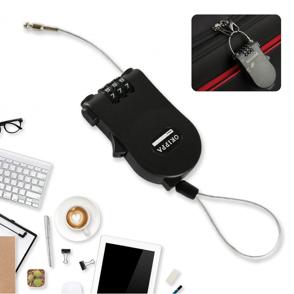 Side view of the versatile retractable cable lock, highlighting its sleek design.