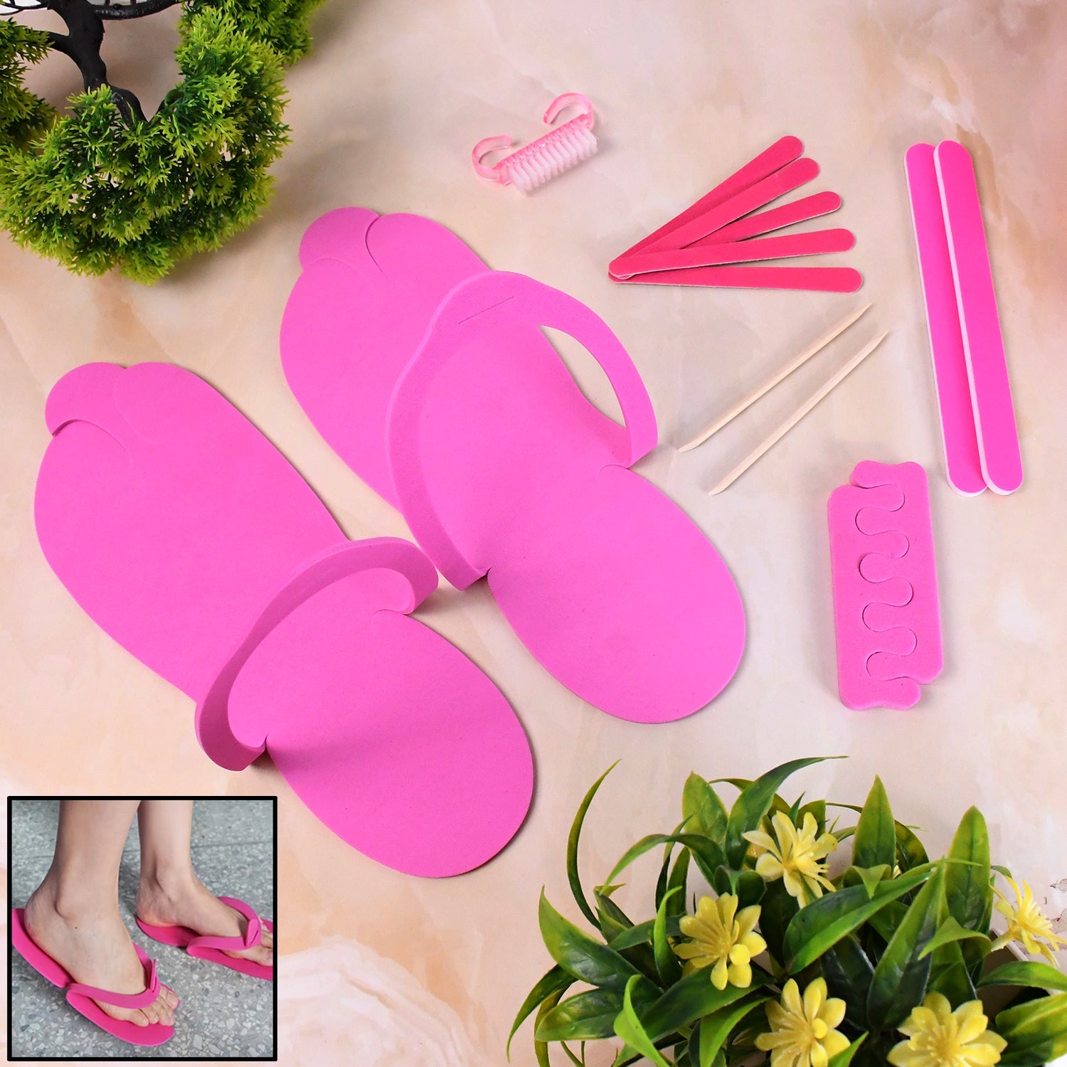 Close-up of professional pedicure tools in Velvet Wipe salon kit