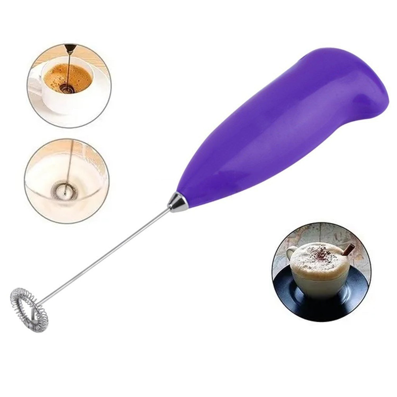 The versatile hand blender being used to froth milk for a creamy coffee.