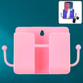 Blue wall mount mobile stand with hook for phone and small items