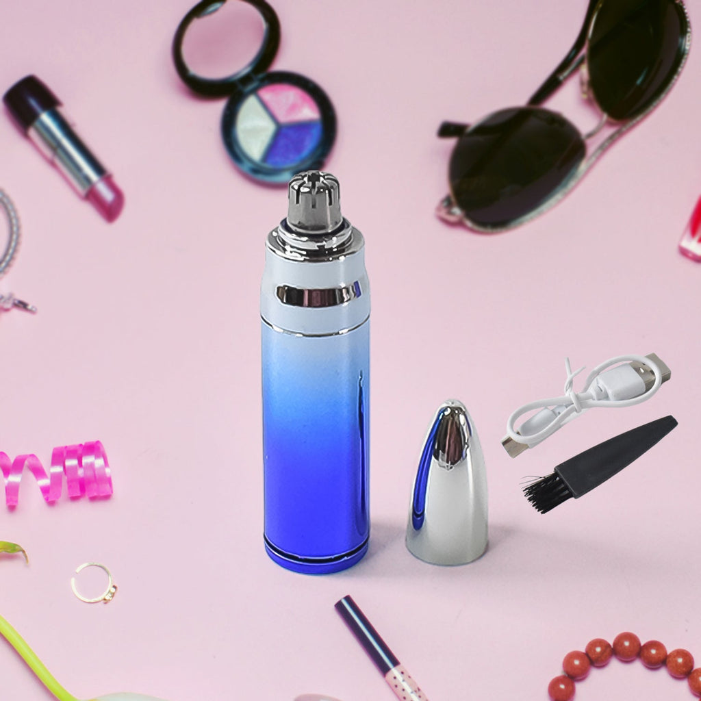 Electric nose hair trimmer featuring stainless steel blades