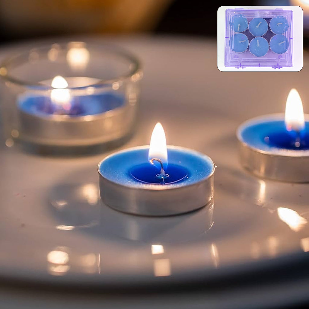 Warm glow from multiple tea light candles placed together for festive lighting
