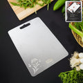Apex stainless steel medium chopping board with laser floral engraving