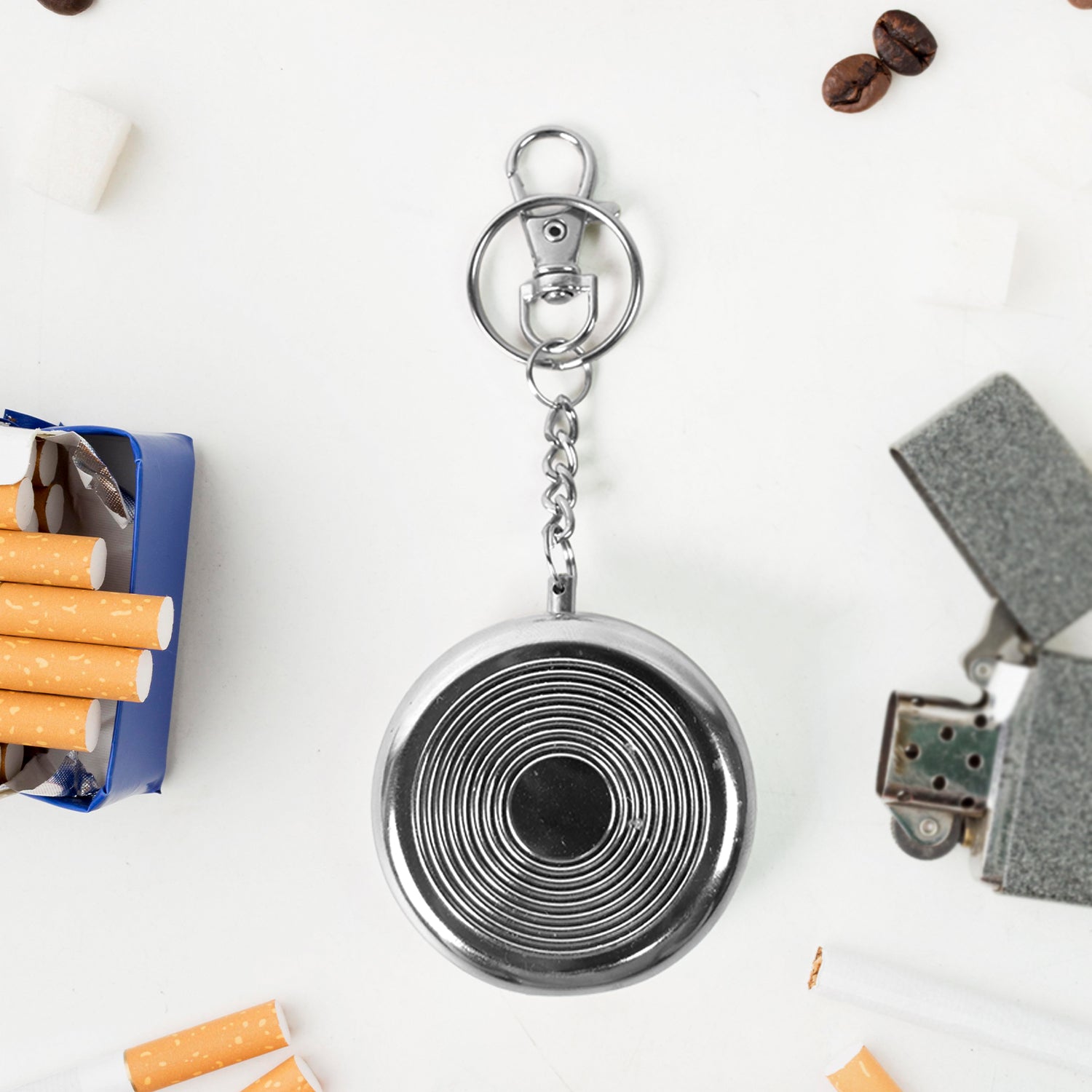 Travel cigarette ashtray keyring lightweight and compact