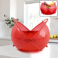 Multicolour plastic rice washing bowl with revolving strainer feature.