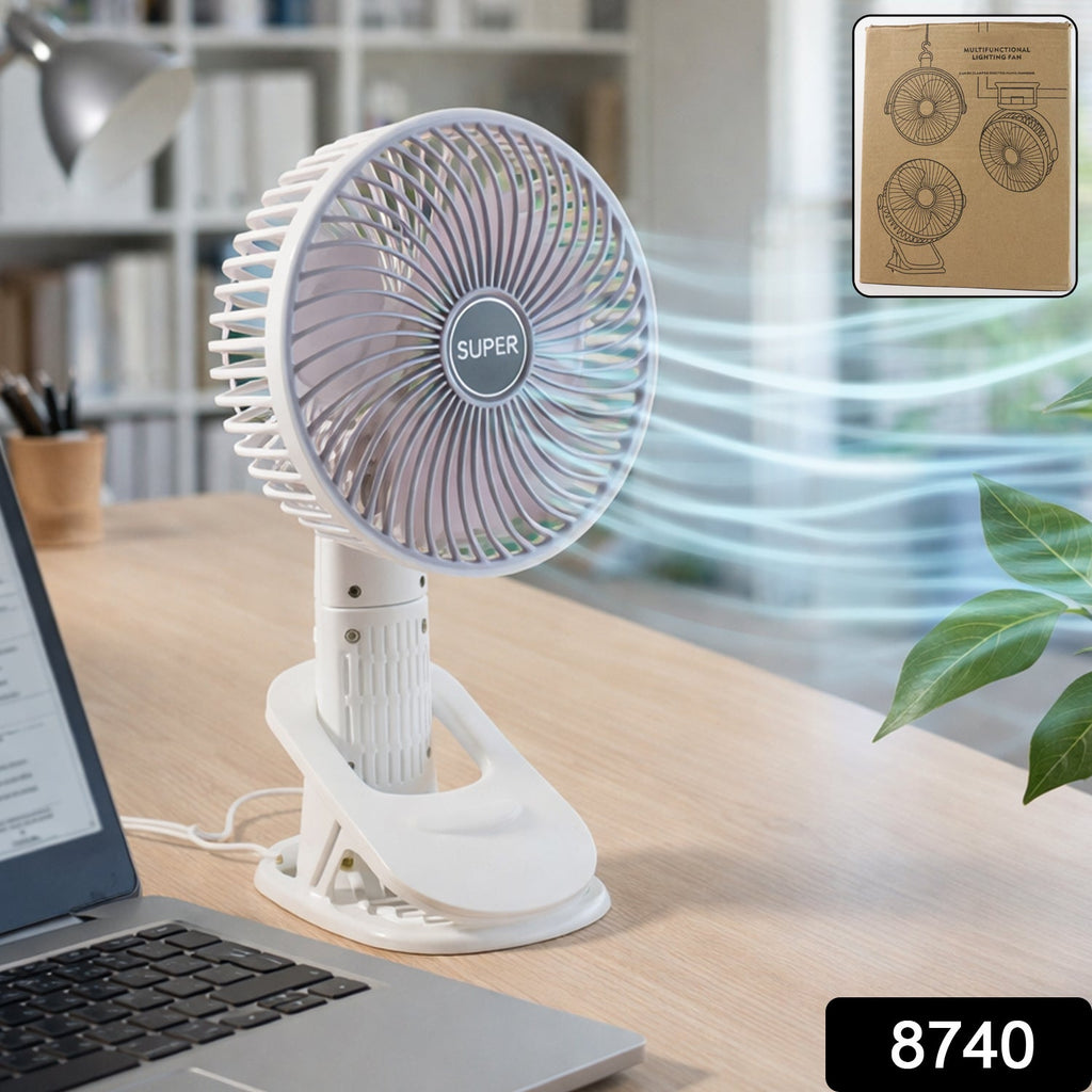USB fan plugged in and ready to use for personal cooling