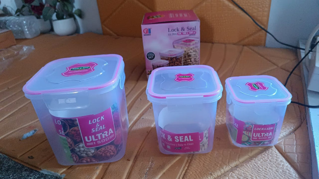 Kitchen storage container set for spices, snacks, and dry fruits