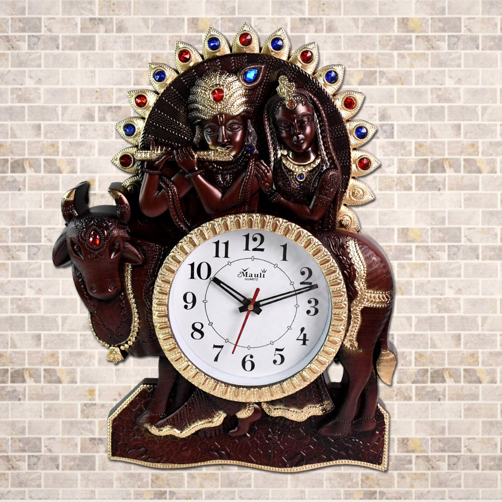 Traditional design Radha Kishan analog clock perfect for living room wall