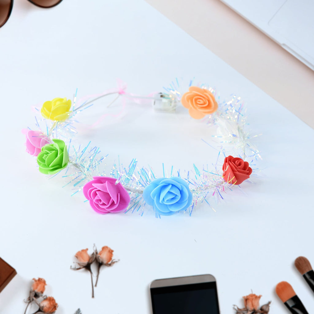 Glow Petal LED Crown shining with colorful multicolor flower lights