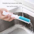 A hand demonstrates the reusable lint roller effectively cleaning fabric.