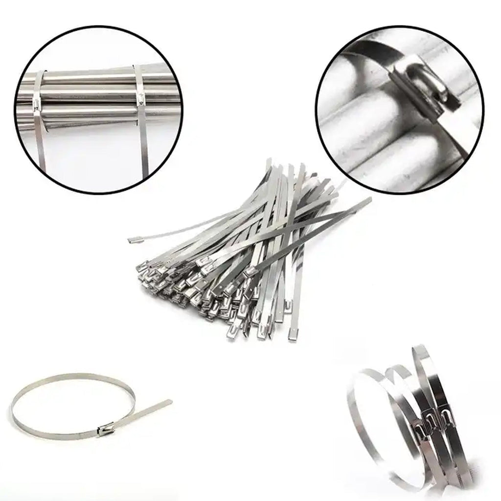 Rustproof stainless steel cable ties neatly bundled, ready for use in home improvement projects.