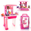 Kids kitchen set in suitcase with play food and utensils