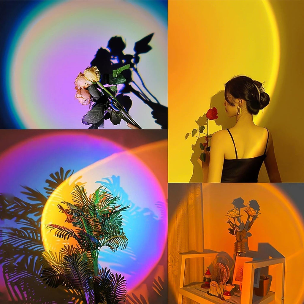 Packaging box for the Indo Glow Multi-Color Sunset Projection Lamp.