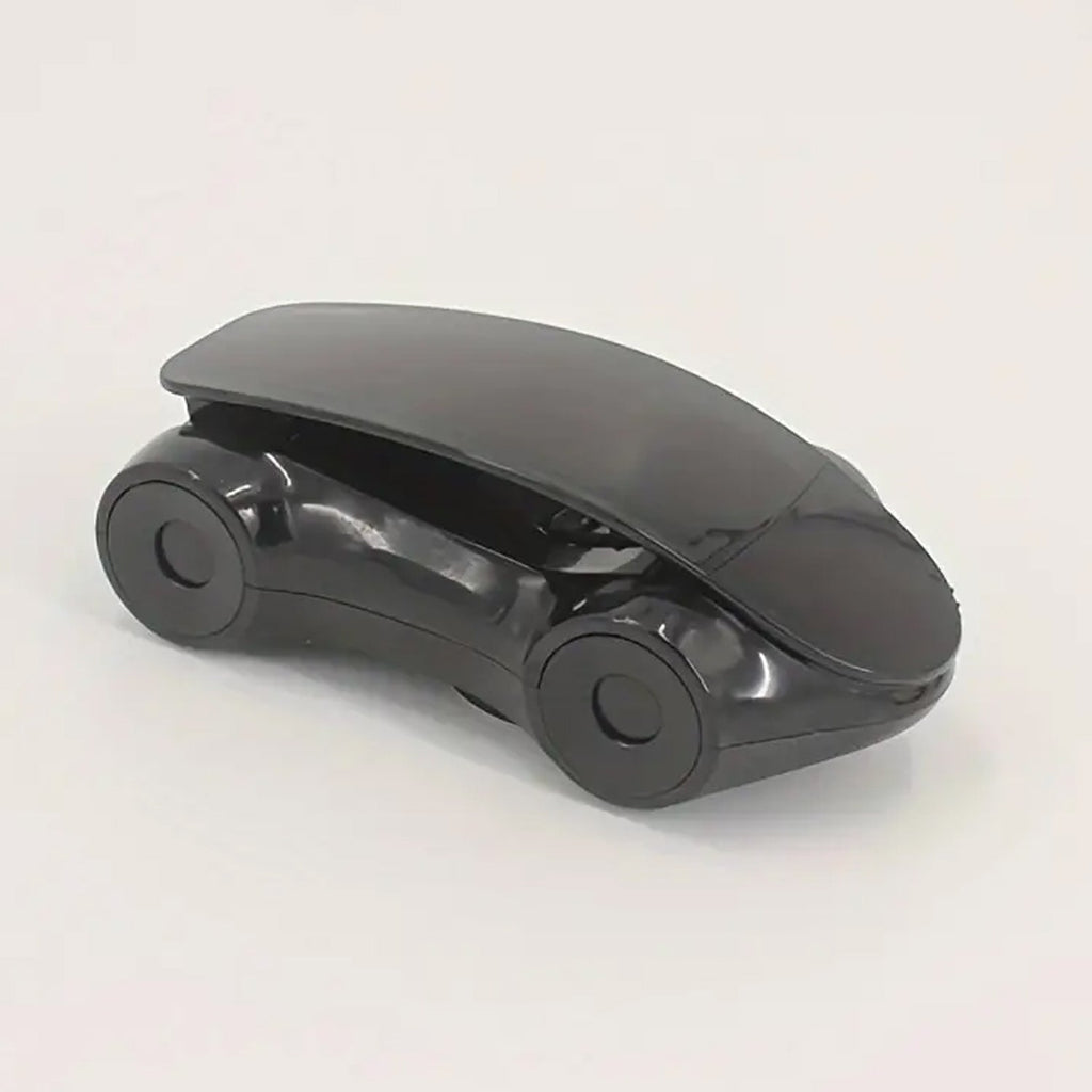 Stylish red sports car phone holder positioned on a car dashboard.