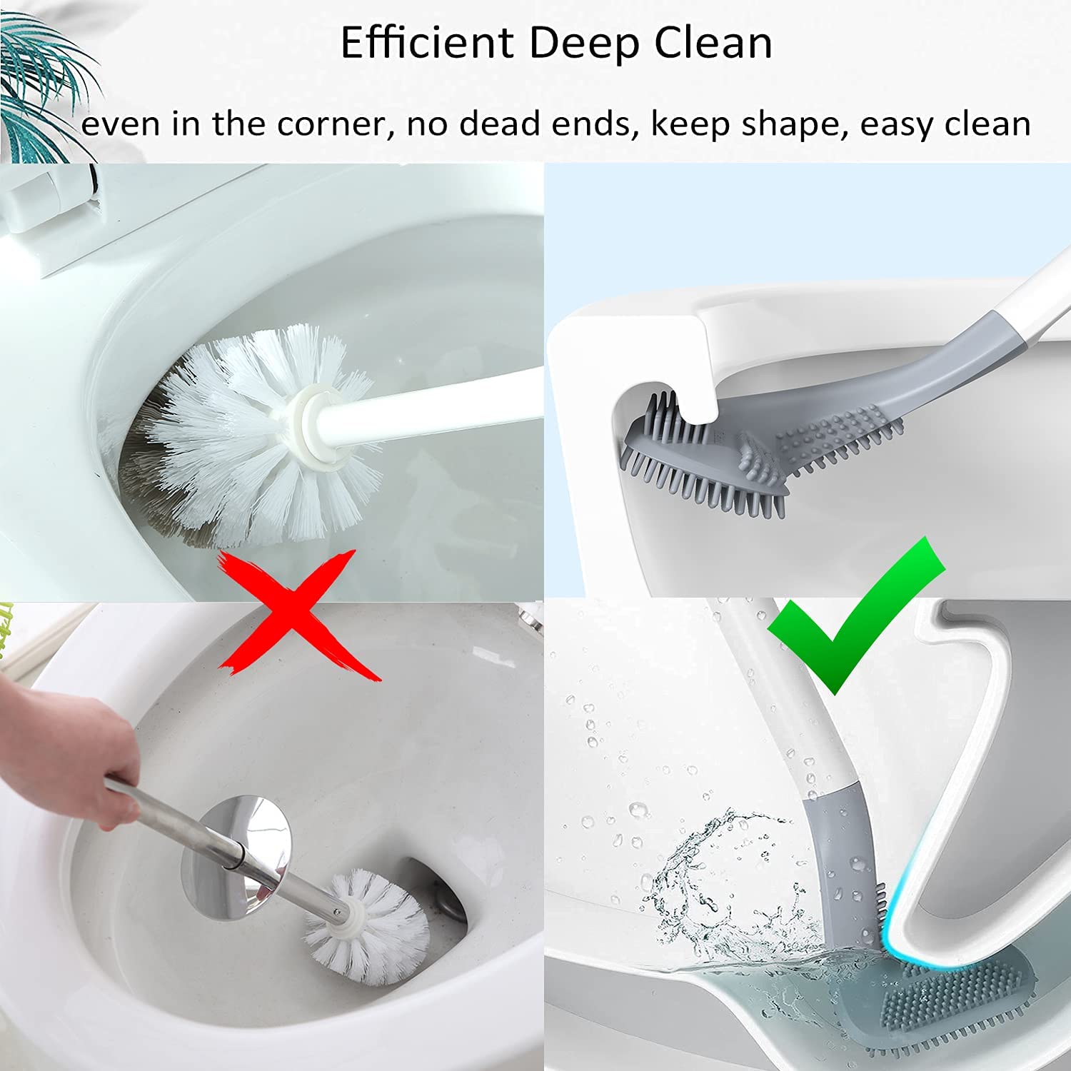 Golf Silicone Toilet Brush with its non-slip handle positioned next to a toilet, ready for use.