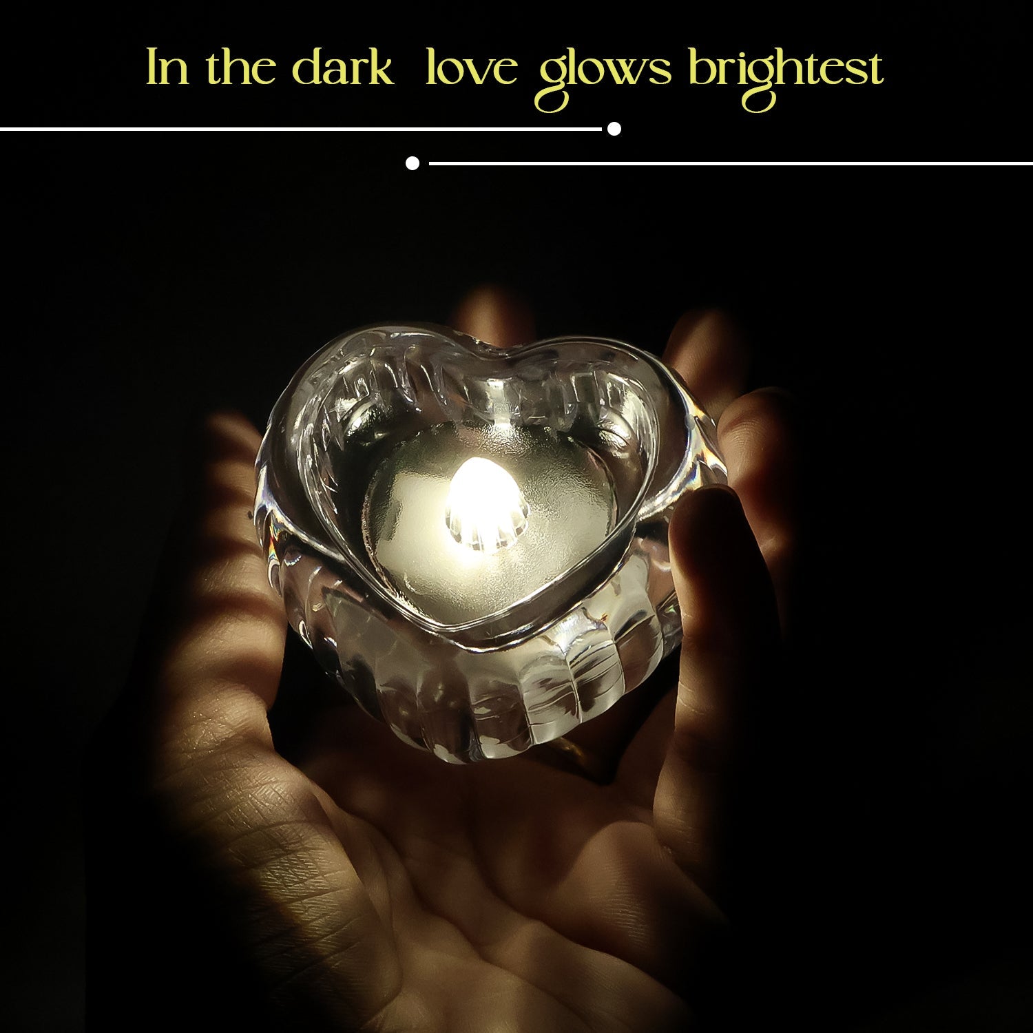 Crystal style LED tealight candle set emitting warm white flicker