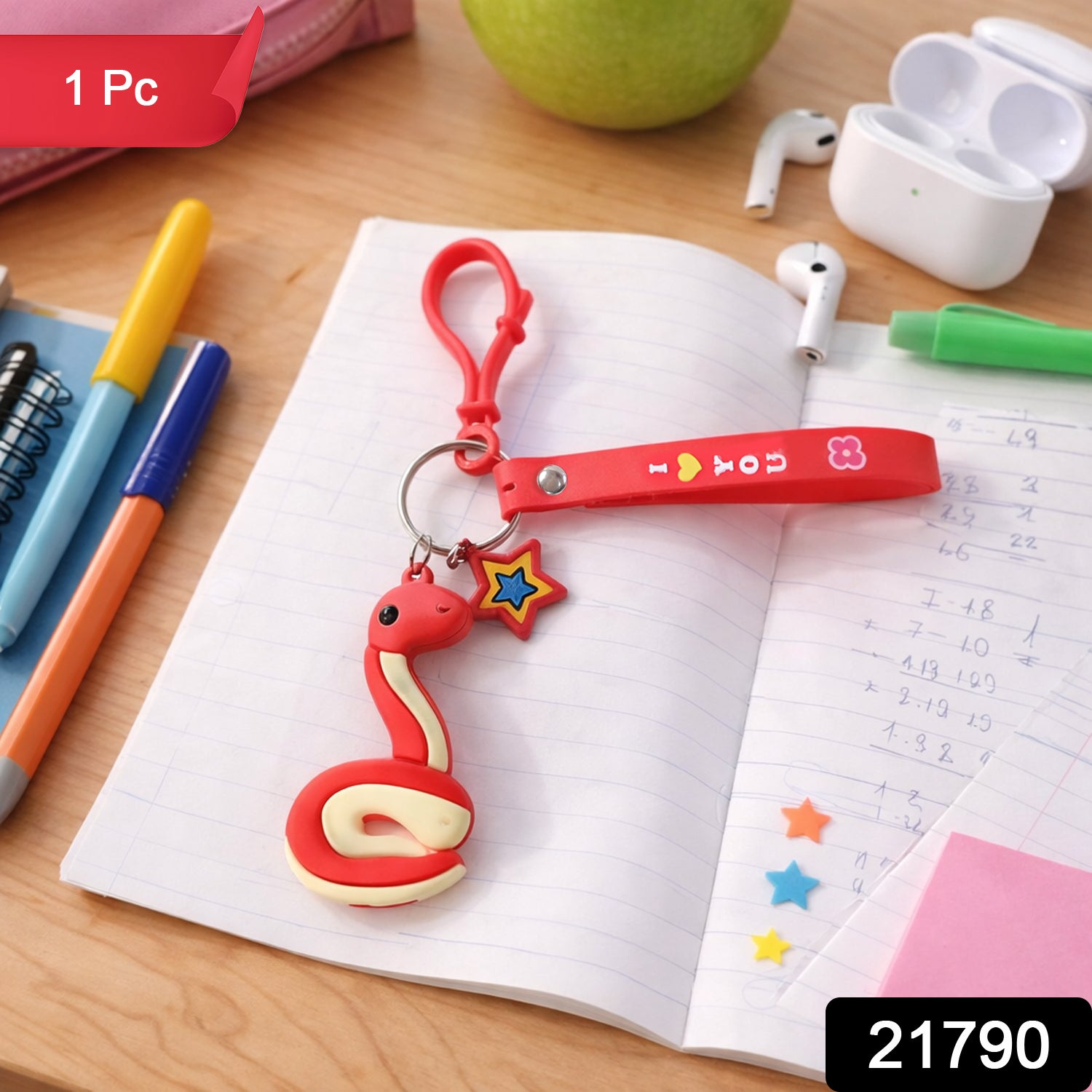 Cartoon snake shaped key ring for kids' backpacks and keys