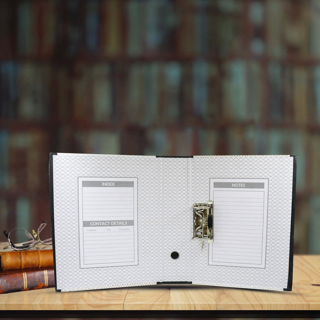 Sturdy button clip box file in a professional setting.