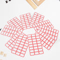 Multipurpose blank label sticker sheets featuring bold red borders for clear organization