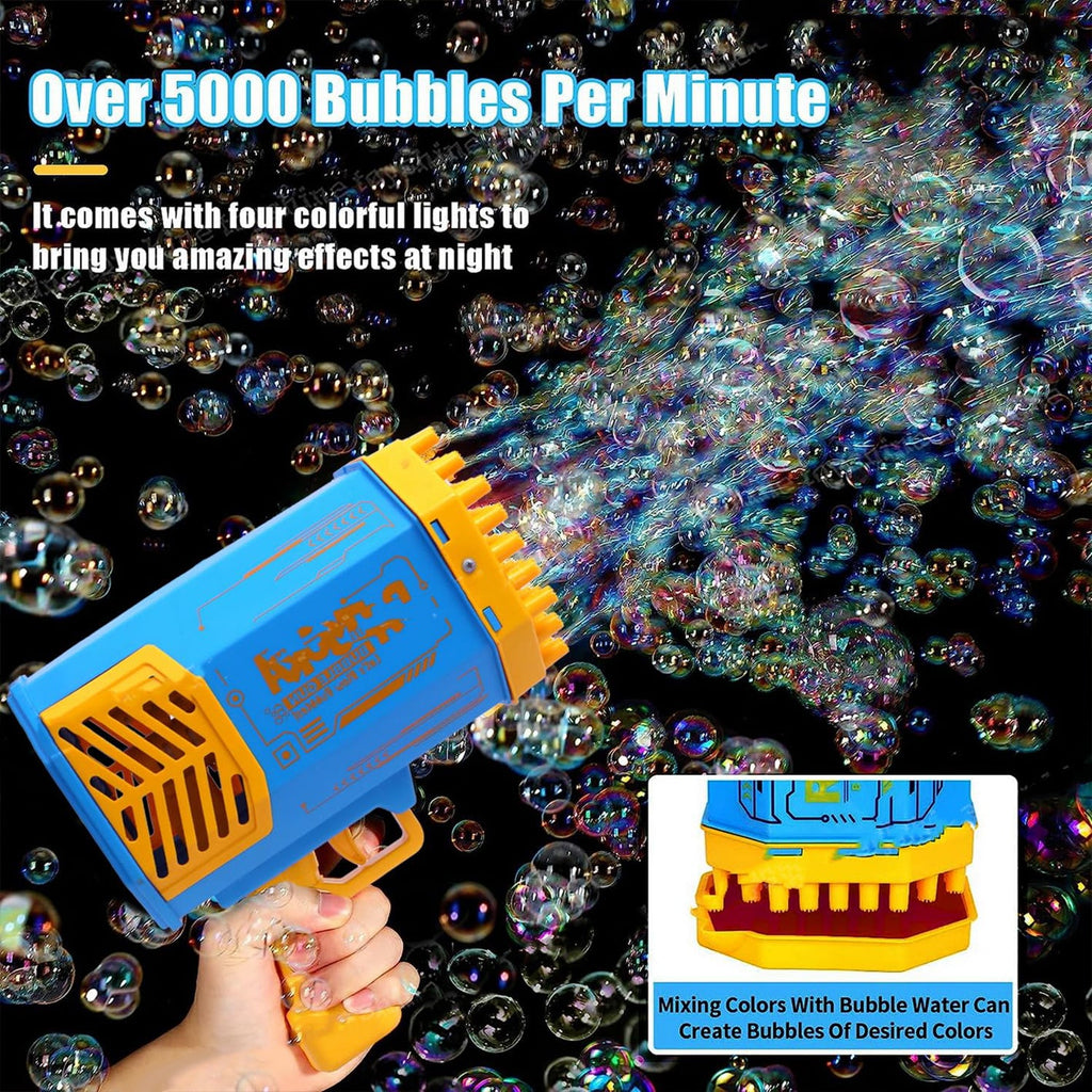 Angled view highlighting the numerous 69 bubble holes of the powerful party bubble maker.