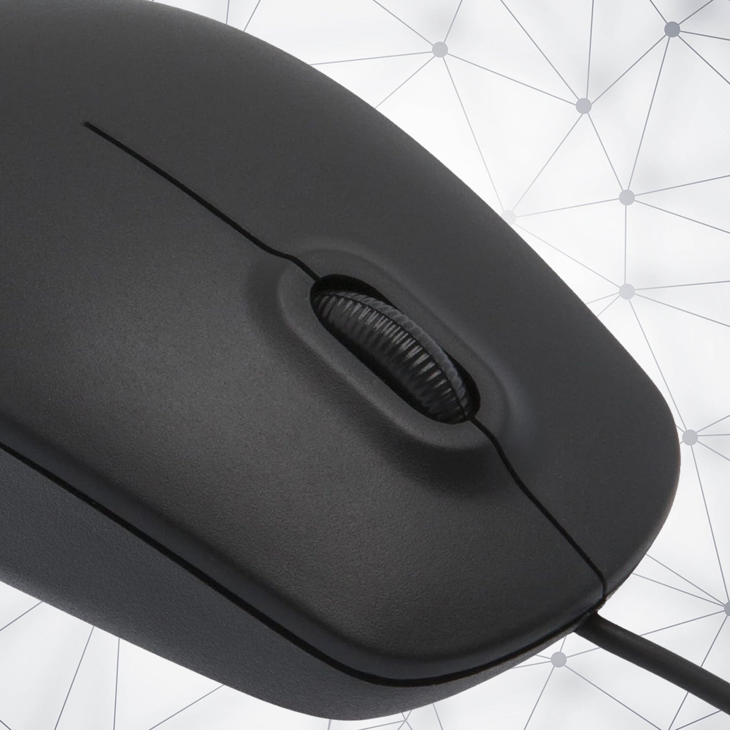 Compshop M-111 Wired Mouse on a desk, ready for seamless plug-and-play use.