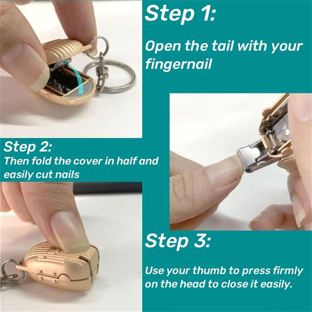 Foldable travel nail cutter mechanism, showing safe storage.