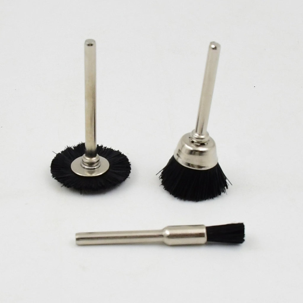 Close-up of the durable, high-quality brass bristles on a wire wheel for cleaning.