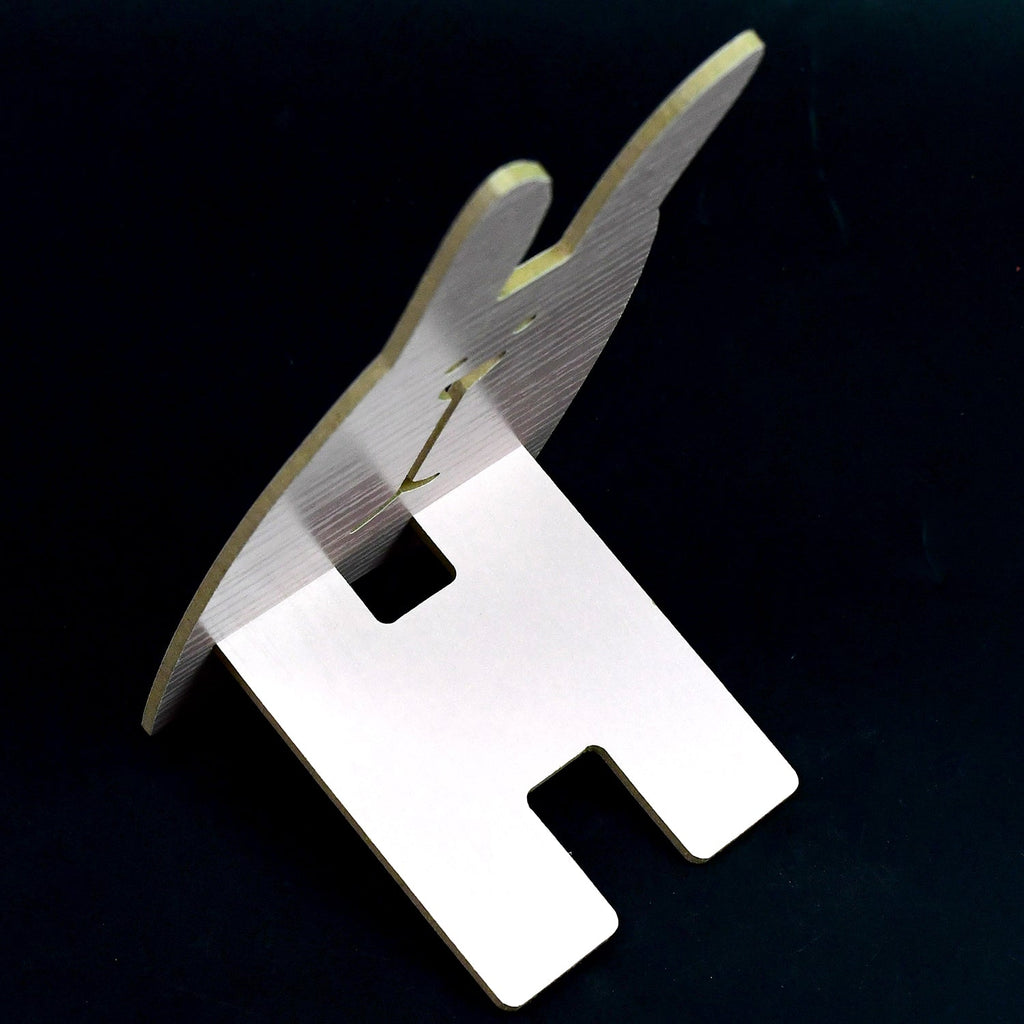 Close-up of the wooden rabbit mobile stand's detail and craftsmanship.