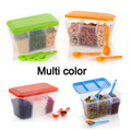 Transparent 750ml airtight storage container with 3 sections, ideal for kitchen organization.