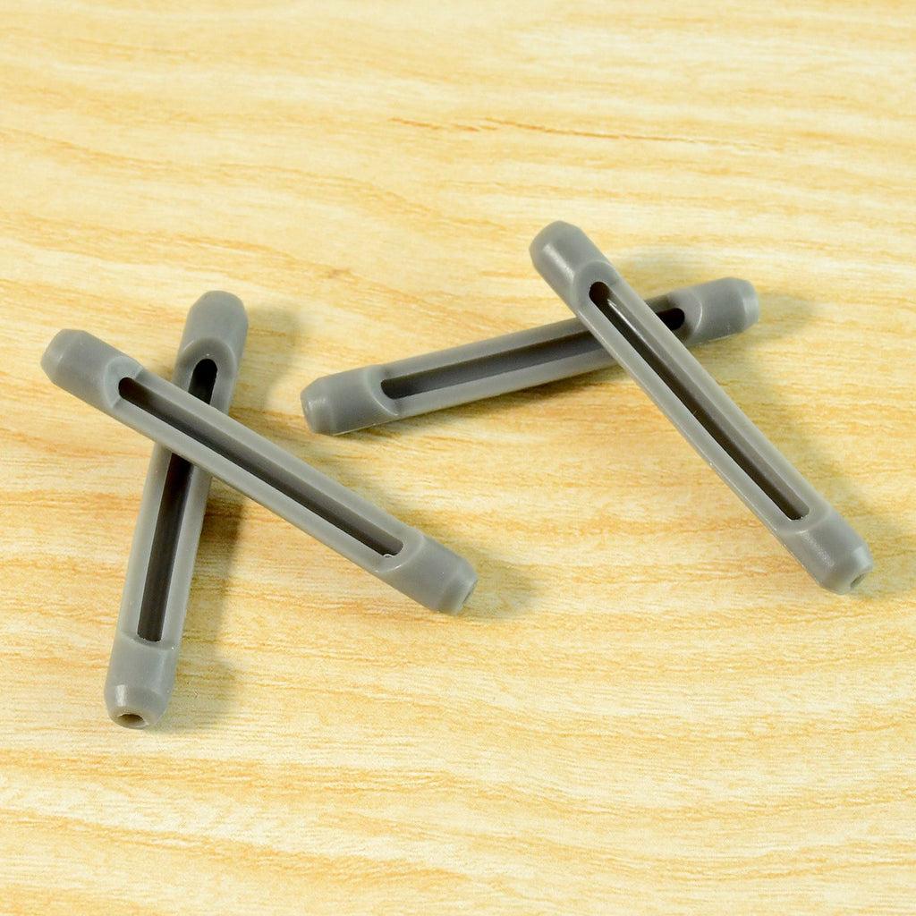 Close-up view of soft anti-slip eyeglass temple tip sleeves on spectacle arms