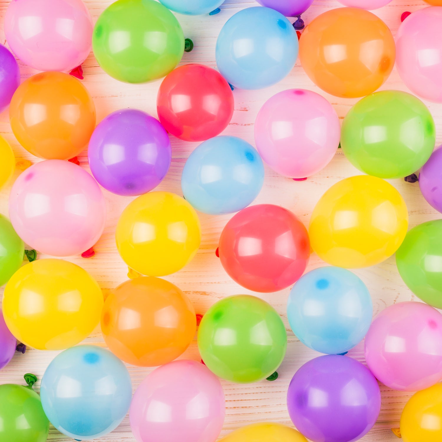 Close-up of a bunch of multicolor latex balloons, ideal for any party.