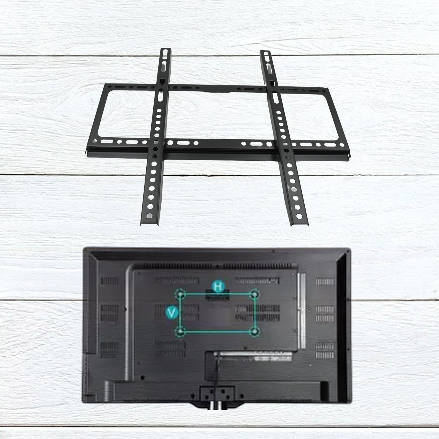 VESA mounting holes on the TV bracket for wide compatibility.